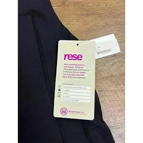 Rese Women's S Workout Tank Top Black Yoga Tennis Made In USA Stretch NWT - Picture 4 of 7